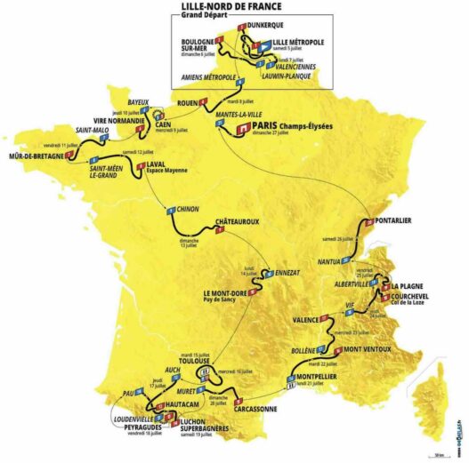 Carte du Tour de France 2025 découvrez le parcours complet de la 112e édition étape par étape