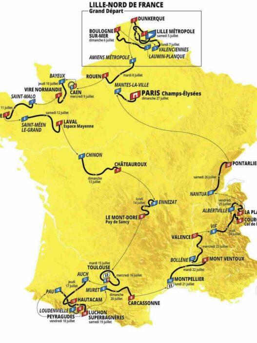 Carte du Tour de France 2025 découvrez le parcours complet de la 112e édition étape par étape